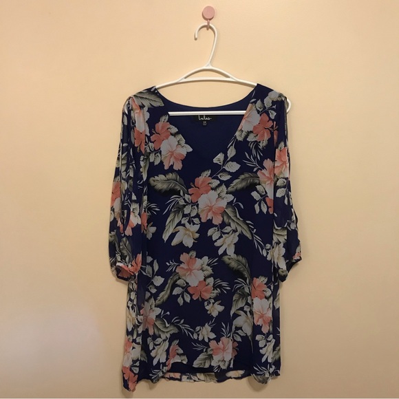 📦5/$50 Lulus Shifting Dears Floral Print Mini Dress in Royal Blue Size XS - Picture 6 of 11